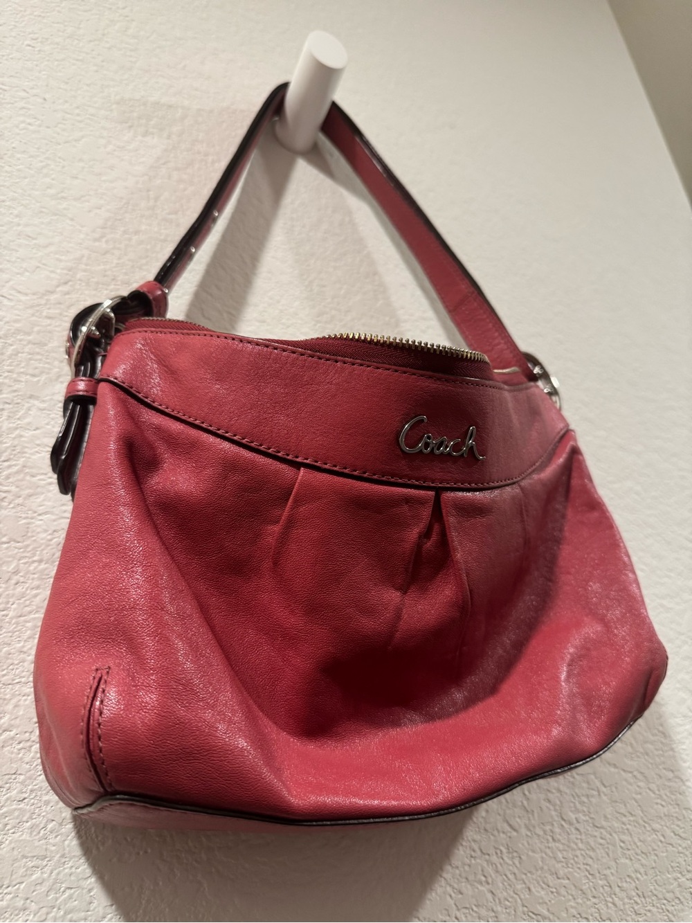 Coach Cherry Red Leather Shoulder Hobo